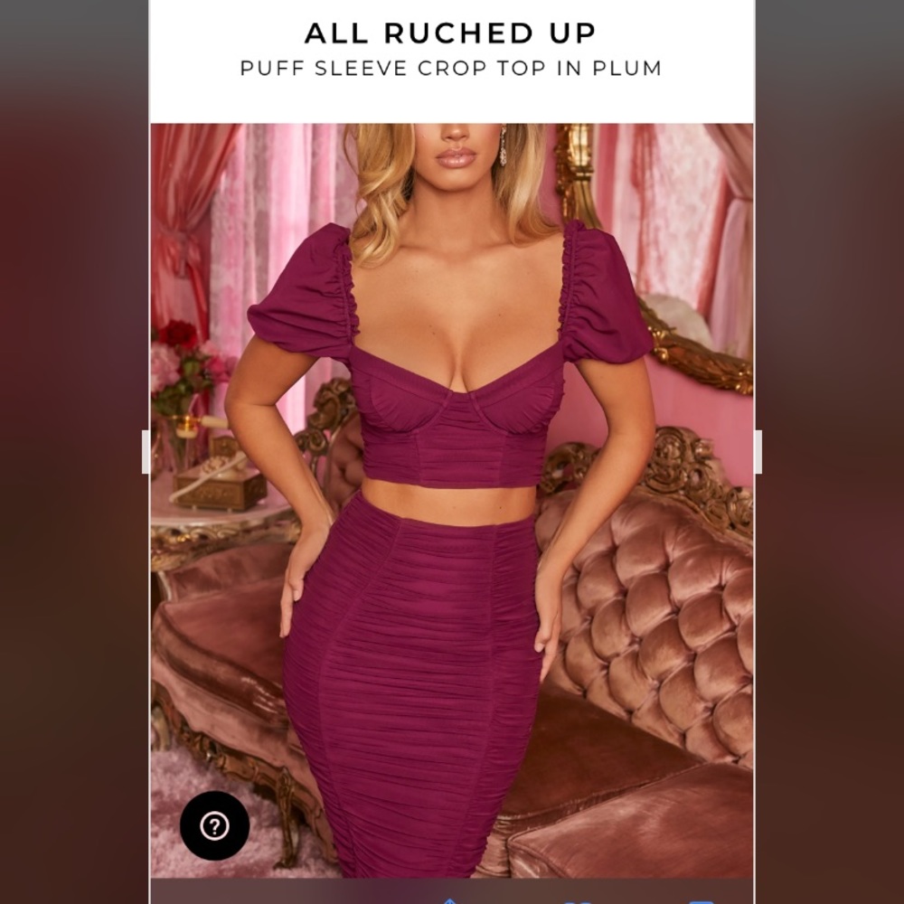 Oh Polly ruched crop top and skirt